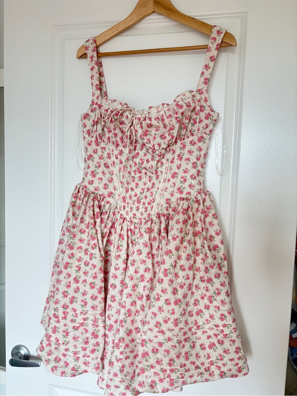 House of CB sz L-Tall Natassia Floral Cottagecore Rosebud Cotton MiniDress - Picture 3 of 15